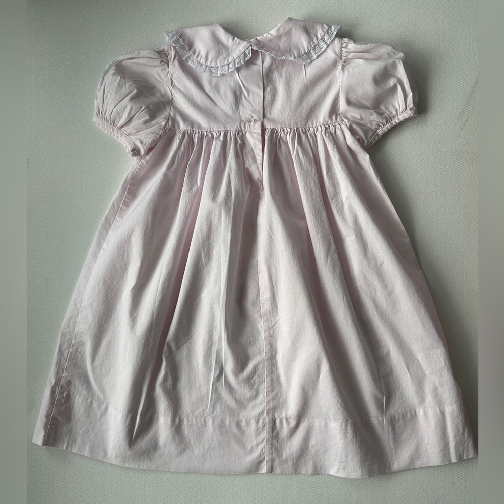 Auraluz girl’s dress pink with lace, collar and embroidered flowers | Size 24M. - Picture 3 of 13